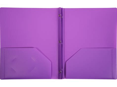 2 Pocket Plastic Folder With Fasteners Purple Pocket Folder