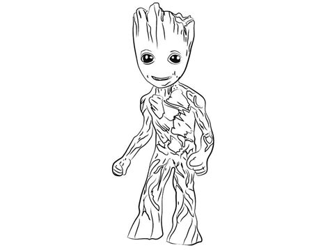 Groot Sonriendo Para Colorear Imprimir E Dibujar Dibujos Colorear Com