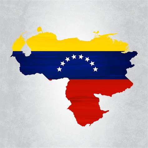 Venezuela Mapa Con Bandera Vector Premium