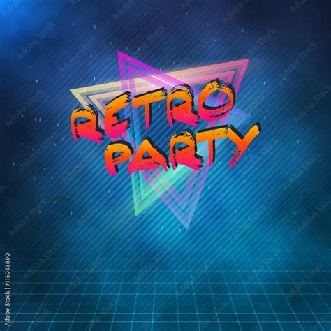 Illustration Of Retro Party 1980 Neon Poster Retro Disco 80s