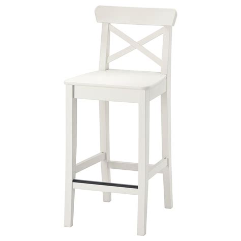 INGOLF Bar stool with backrest, white  IKEA