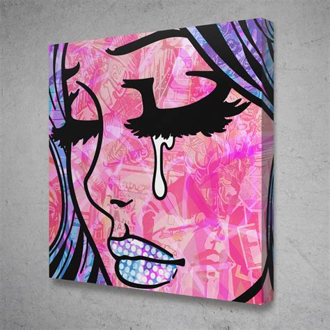 Pop Art Crying Girl Comic Graffiti Canvas Wall Art In 2020 Pop Art