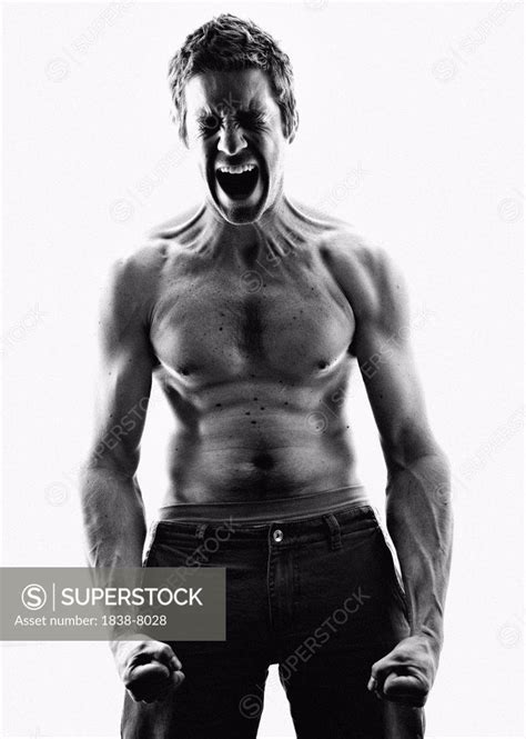 Shirtless Man Screaming SuperStock