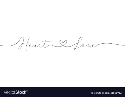 Heart Love Script Text With Line Royalty Free Vector Image