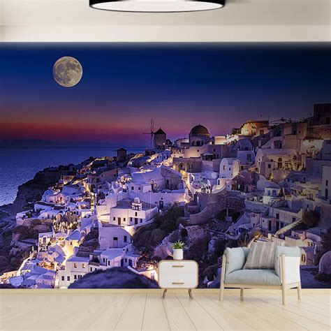 Santorini Island And Houses In Evening Greece Wall Mural