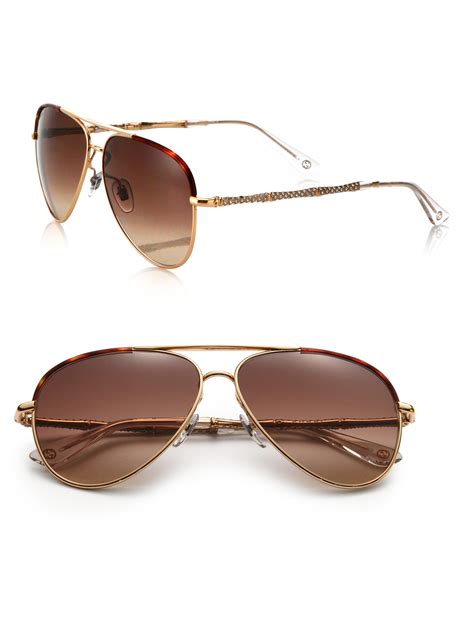 gucci 59mm bamboo detail metal aviator sunglasses in gold metallic lyst