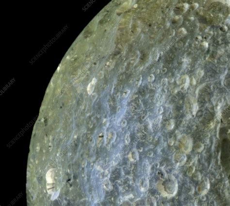 Saturnian Moon Mimas Cassini Image Stock Image C0122510 Science