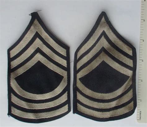 Original Pair Ww2 Vintage Us Army Master Sergeant Rank Stripes Patches