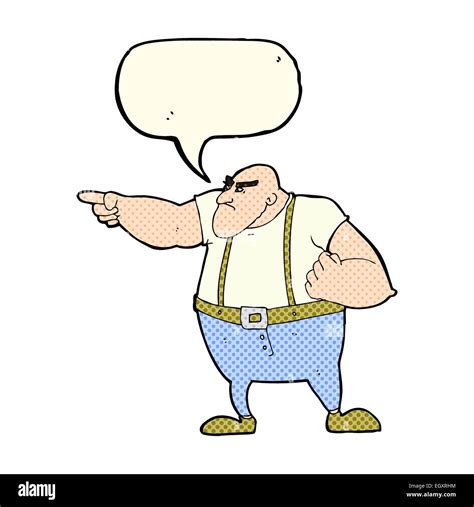 Cartoon Angry Tough Guy Pointing With Speech Bubble Stock Vector Image