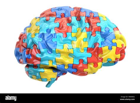 Autism Concept With Brain 3d Rendering Isolated On White Background