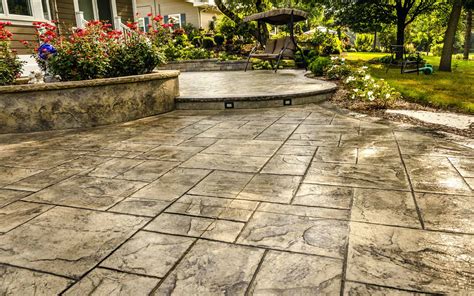 Stamped Concrete Walkway With Steps