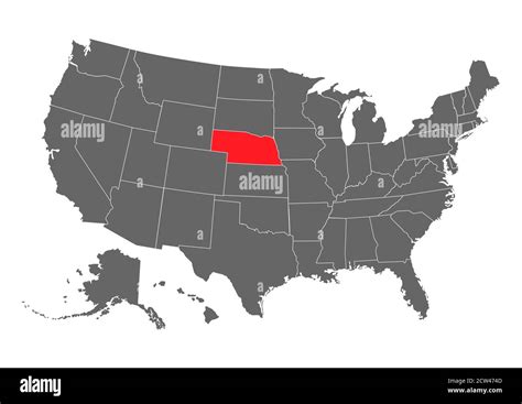 Nebraska Vector Map High Detailed Illustration United State Of