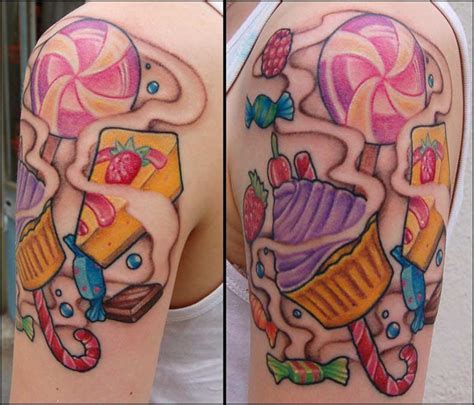 Candy Tattoo I Love The Cupcake Forearm Sleeve Tattoos Tattoo Sleeve