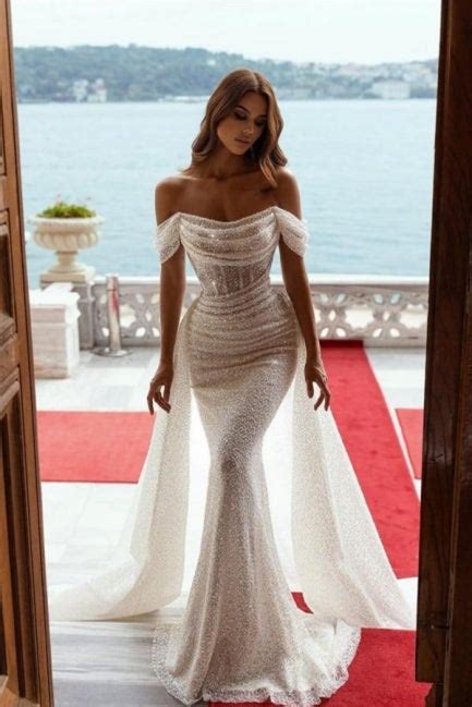 Bellasprom Sequins Prom Dress Mermaid Long Overskirt Off The Shoulder