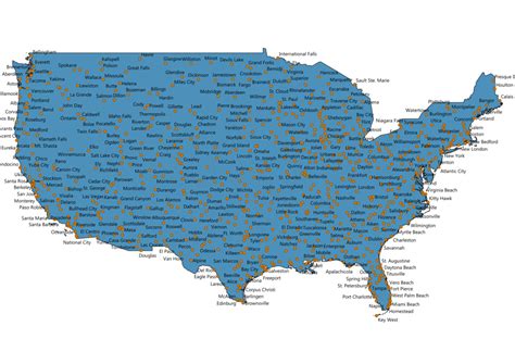 Map Of United States With Cities Svg Vector Cities Map