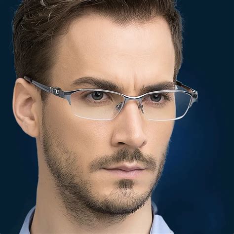 business pure titanium alloy glasses frame men square myopia prescription eyeglasses frames half
