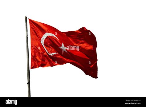 Turkish Flags Isolated On White Backround Featuring Star And Crescent