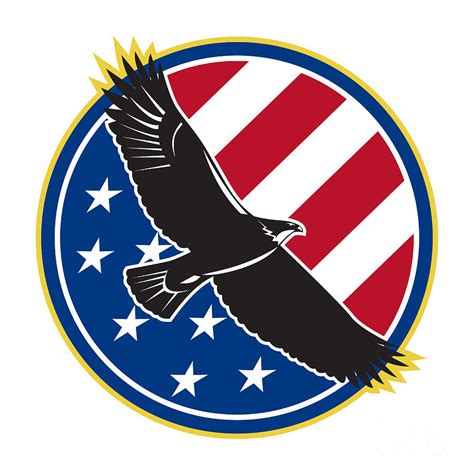American Eagle Flying Usa Flag Retro Digital Art By Aloysius Patrimonio