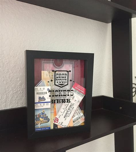 Ticket Shadow Box Memento Frame Large Slot On Top Of Frame Memory