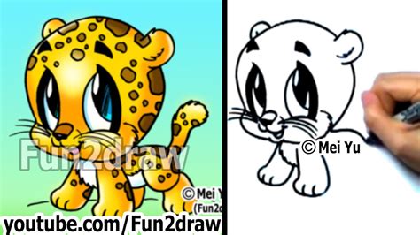 How To Draw Cartoon Characters How To Draw A Baby Jaguar Cute Art