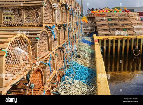 Canada Prince Edward Island Seacow Pond Stacked Lobster Traps And