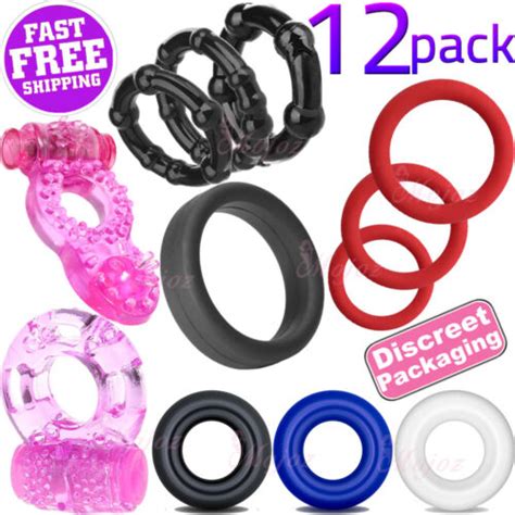 Pack Vibrating Cock Rings Silicone Rubber Stretchy Penis Erection Aid Sex Toy Ebay