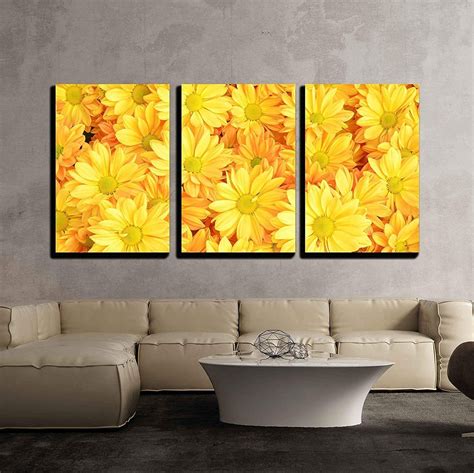 Wall26 3 Piece Canvas Wall Art Yellow Chrysanthemum Flowers