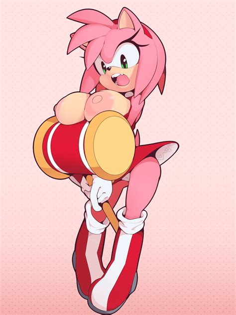 Rule 34 Amy Rose Anthro Breasts Eyelashes Furry Green Eyes Hammer