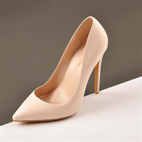 8cm 10cm 12cm Beige Pointed Toe Slip On High Heel Pumps Onlymaker