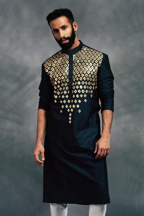 Buy Black Cotton Silk Embroidered Kurta Set For Men By Diyarajvvir Online At Aza Fashions