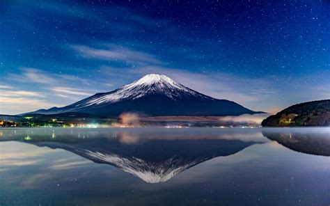 1280x800 Mount Fuji Night Reflections 720p Hd 4k Wallpapersimages