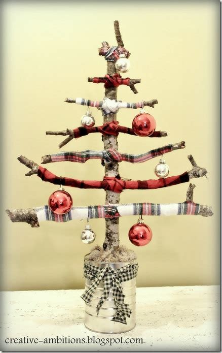 Creative Ambitions A Flannel Twig Branch Christmas Tree