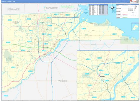 Lucas County Oh Zip Code Wall Map Basic Style By Marketmaps Mapsales
