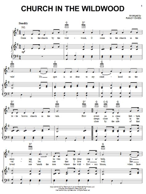 Church In The Wildwood Sheet Music Alabama Piano Vocal And Guitar