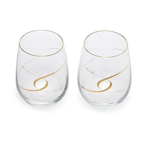Have And Hold Stemless Wine Glasses Set Of 2 Wedding Goblets Uncommongoods