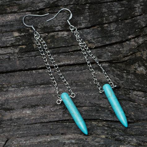 Turquoise Spike Earrings Diy Earrings Cuff Diy Jewelry Earrings