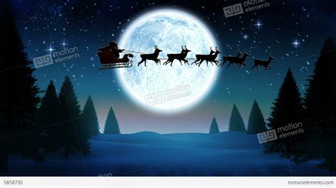Seamless Christmas Scene With Flying Santa Sleigh Stock Animation 5858730
