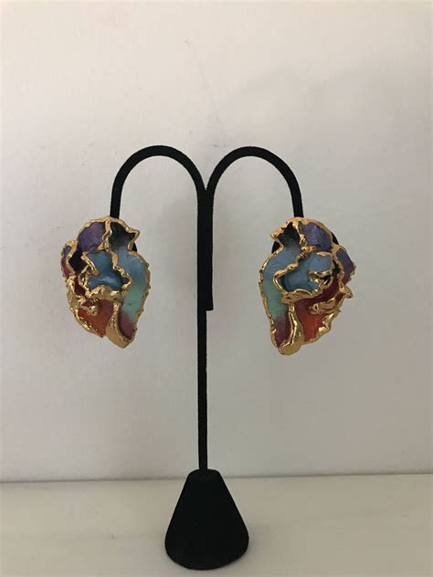Abstract 1980s Earrings Lacombe Vintage Pierced Ears Etsy Ear Piercings Ceramic Earring