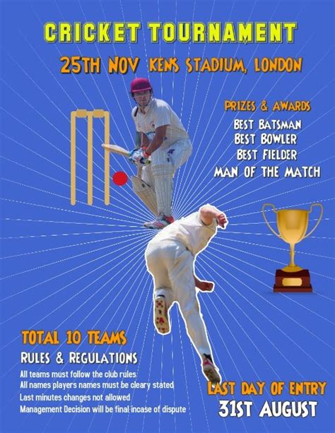 Cricket Tournament World Cup Poster Cricket Poster Club Poster
