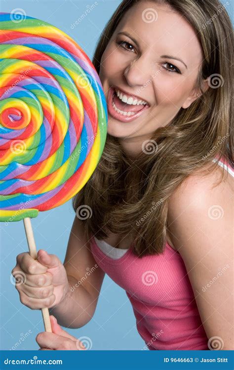 Woman Eating Lollipop Stock Photos Image 9646663