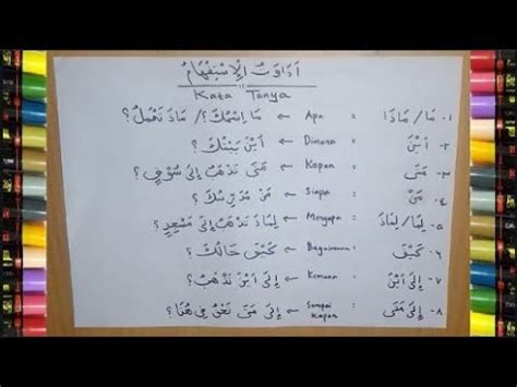 Kosakata Bahasa Arab Tentang Kata Tanya Dalam Bahasa Arab Dan Contohnya