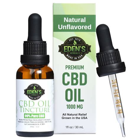 Cbd Oil Tincture By Edens Herbals All Natural Unflavored Hemp Extract