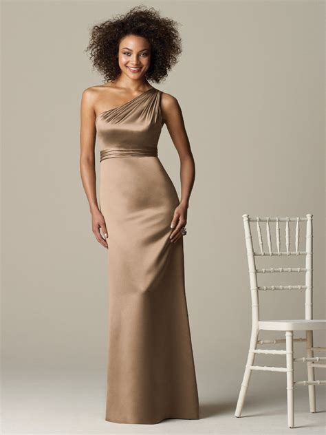 Champagne Column One Shoulder Zipper Floor Length Bridesmaid Dresses Bridesmaid Dress Styles