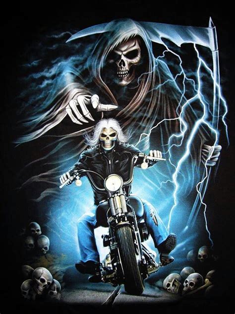 Pin By Jenny Ortiz On More Skulls Grim Reaper Art Biker Art