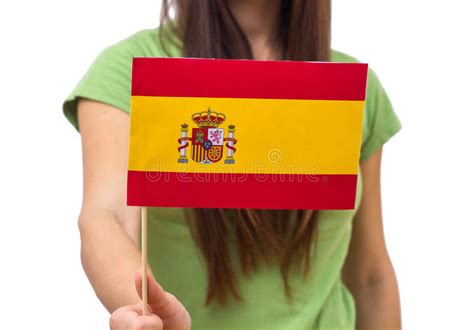 Liten bild av en flagga med skugga. Spanien flagga fotografering för bildbyråer. Bild av land ...
