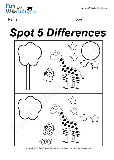 Spot The Difference Worksheet Preschool
