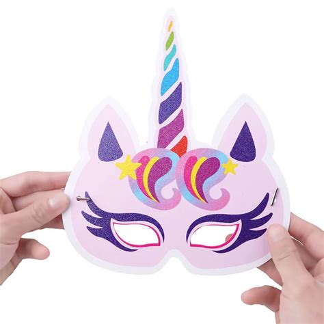 12pcspack Rainbow Unicorn Paper Masks Kids Birthday Unicorn Party