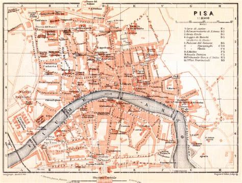 Old Map Of Pisa In Buy Vintage Map Replica Poster Print Or