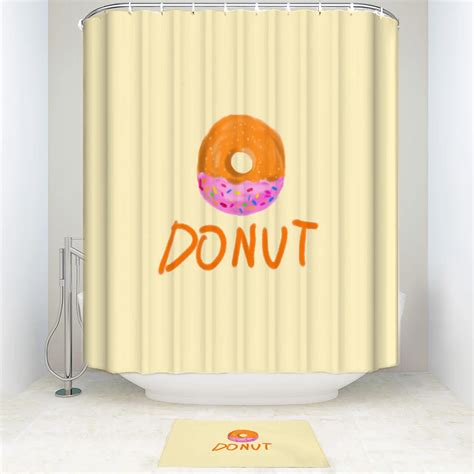 Simple Creative Donvt Doughnutsshower Curtain And Mat Set Mouldproof Waterproof Polyester