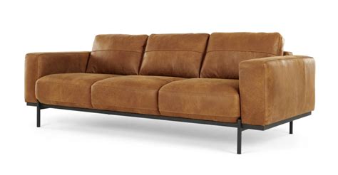 Jarrod 3 Sitzer Sofa Leder In Cognac Modernes Ledersofa Leder